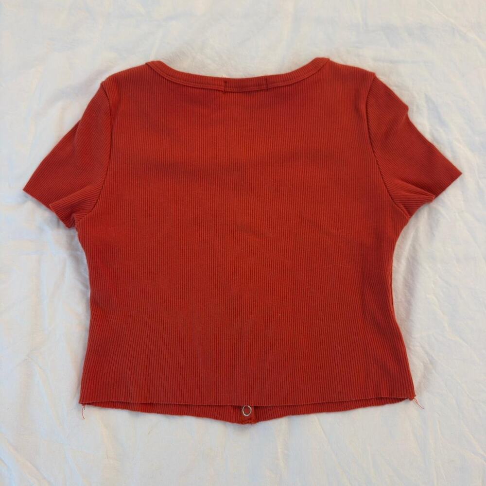 Burnt‎ orange cropped button up top - Picture 2 of 2